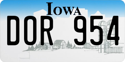 IA license plate DOR954