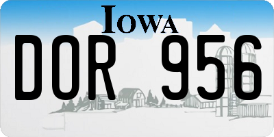 IA license plate DOR956