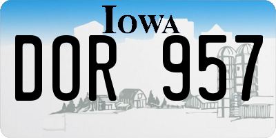 IA license plate DOR957