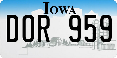IA license plate DOR959
