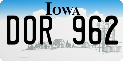 IA license plate DOR962