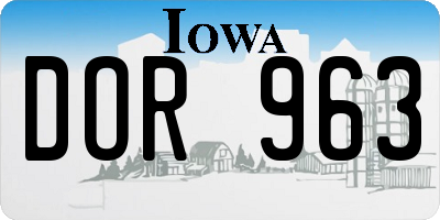 IA license plate DOR963