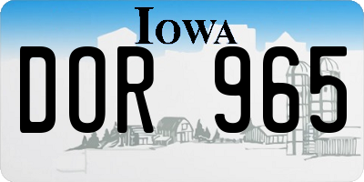IA license plate DOR965