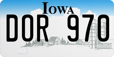 IA license plate DOR970