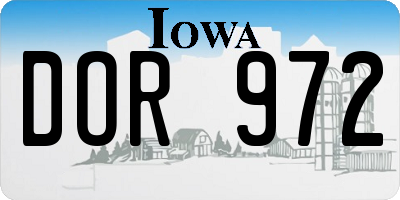 IA license plate DOR972