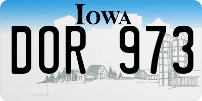 IA license plate DOR973
