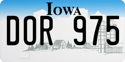 IA license plate DOR975