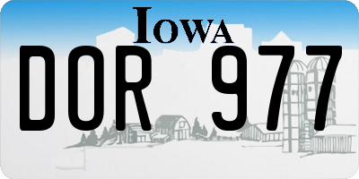 IA license plate DOR977