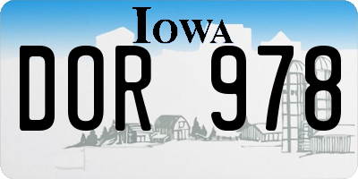 IA license plate DOR978