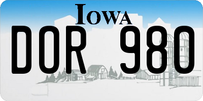IA license plate DOR980