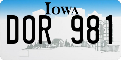 IA license plate DOR981