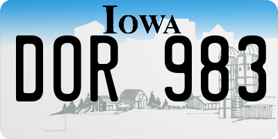 IA license plate DOR983