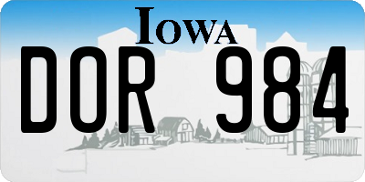 IA license plate DOR984