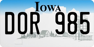 IA license plate DOR985