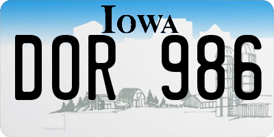 IA license plate DOR986