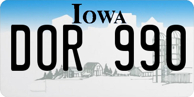 IA license plate DOR990