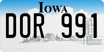 IA license plate DOR991