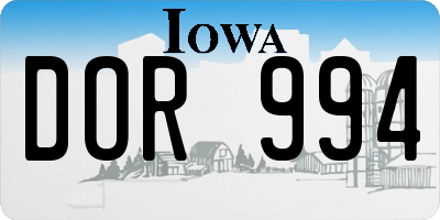 IA license plate DOR994
