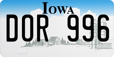IA license plate DOR996