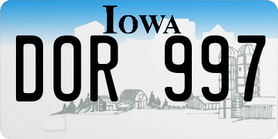 IA license plate DOR997