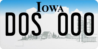 IA license plate DOS000