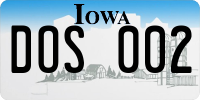 IA license plate DOS002