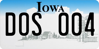 IA license plate DOS004