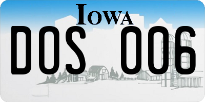 IA license plate DOS006