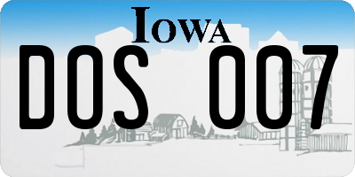 IA license plate DOS007