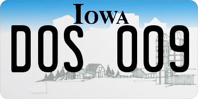 IA license plate DOS009