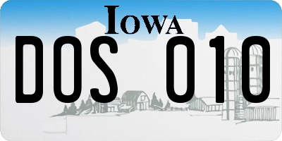 IA license plate DOS010