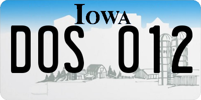 IA license plate DOS012