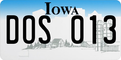 IA license plate DOS013