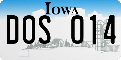 IA license plate DOS014