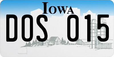 IA license plate DOS015