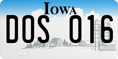 IA license plate DOS016