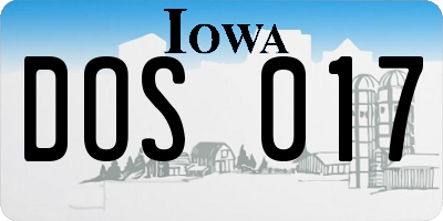 IA license plate DOS017