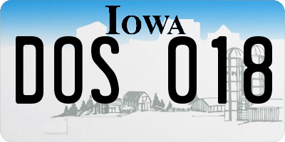 IA license plate DOS018
