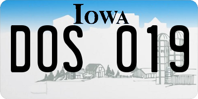 IA license plate DOS019