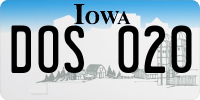 IA license plate DOS020