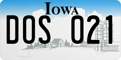 IA license plate DOS021