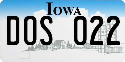 IA license plate DOS022