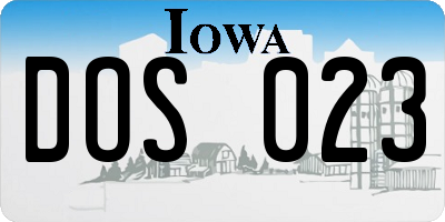 IA license plate DOS023