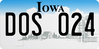 IA license plate DOS024