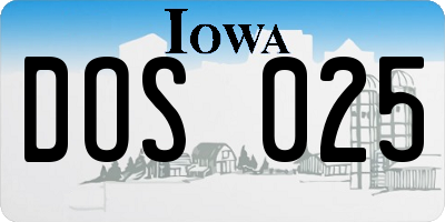 IA license plate DOS025