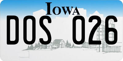 IA license plate DOS026