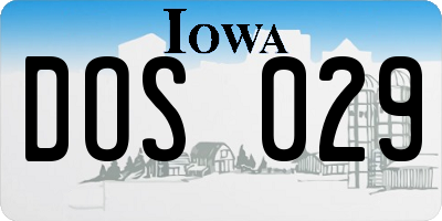 IA license plate DOS029