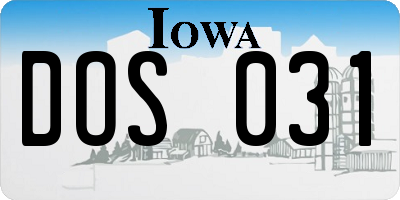 IA license plate DOS031