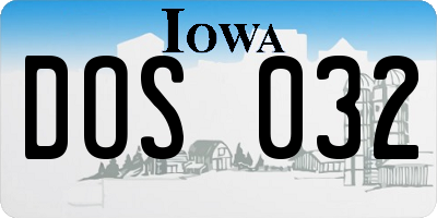 IA license plate DOS032