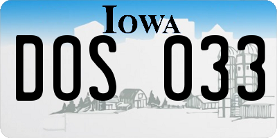 IA license plate DOS033